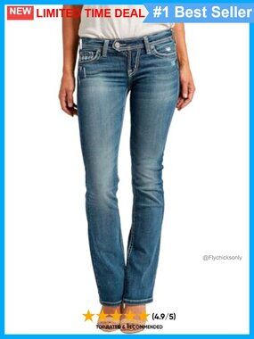 Women's Tuesday Low Rise Slim Bootcut Jeans Cotton Elastane Distressed Pockets